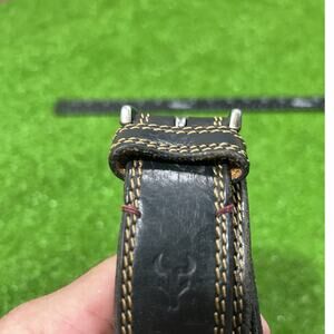 Boston Leather Belt Black Genuine Bison Pebble Embossed Leather SZ 40 EUC